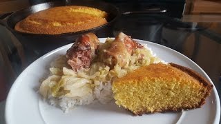 How to cook Smothered Cabbage and Cast Iron Skillet Cornbread from scratch