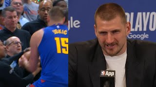 Nikola Jokic reacts to fighting Clippers assistant Jeff Van Gundy for the ball 😂