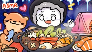 late night snacks mukbang - (Spicy Shabu Shabu&Salmon) / Animation ASMR
