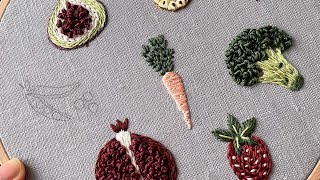 Fruits and vegetables 1 pattern. Embroidery for beginners