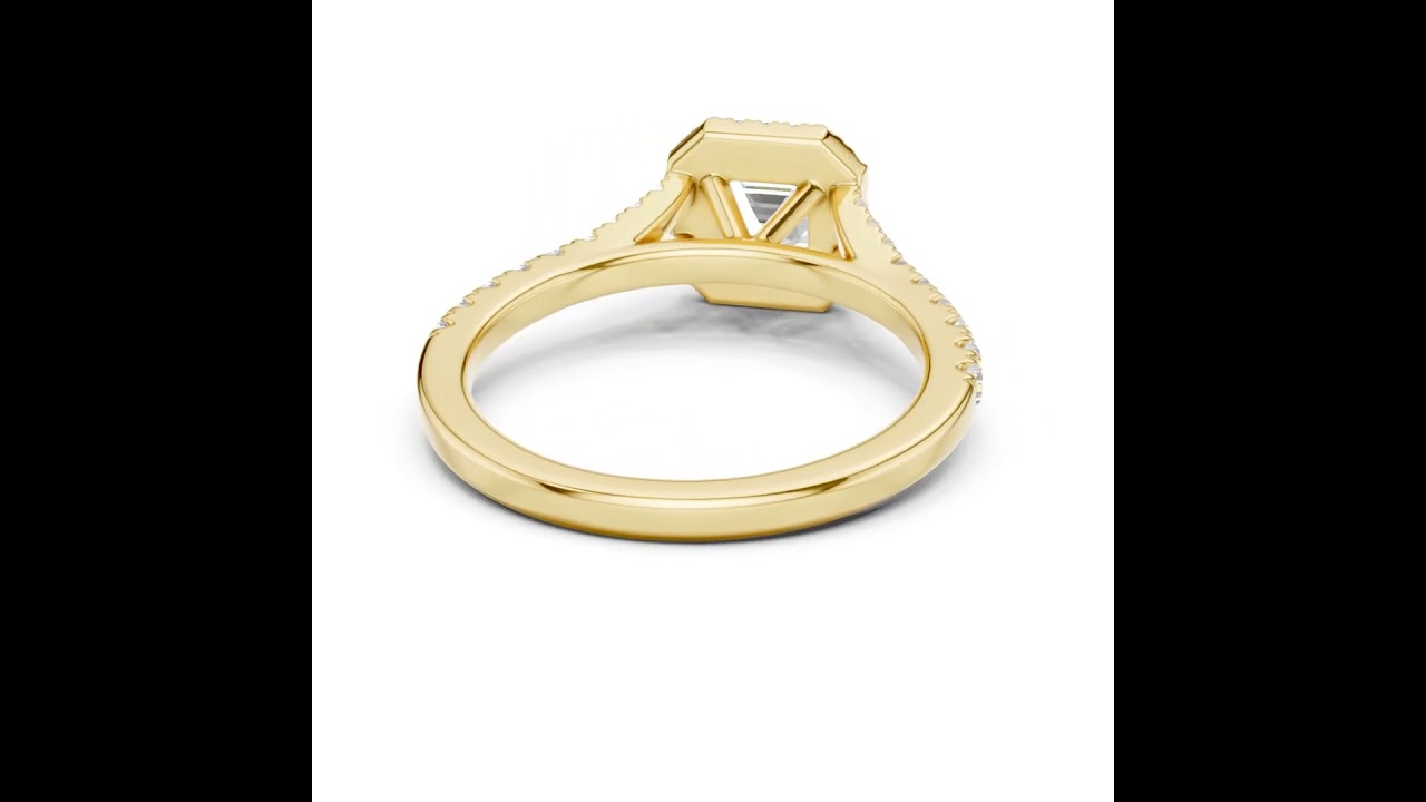 Asscher Cut Halo Split Shank Ring