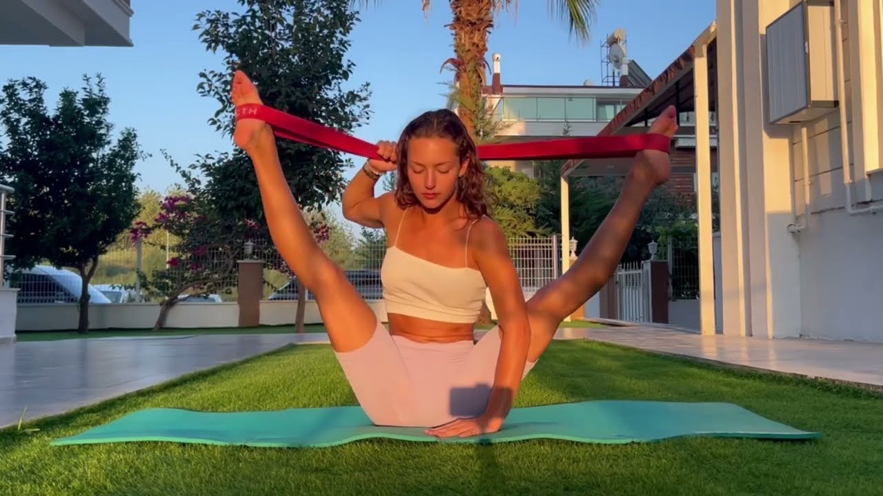 Stretching exercises with an elastic band 