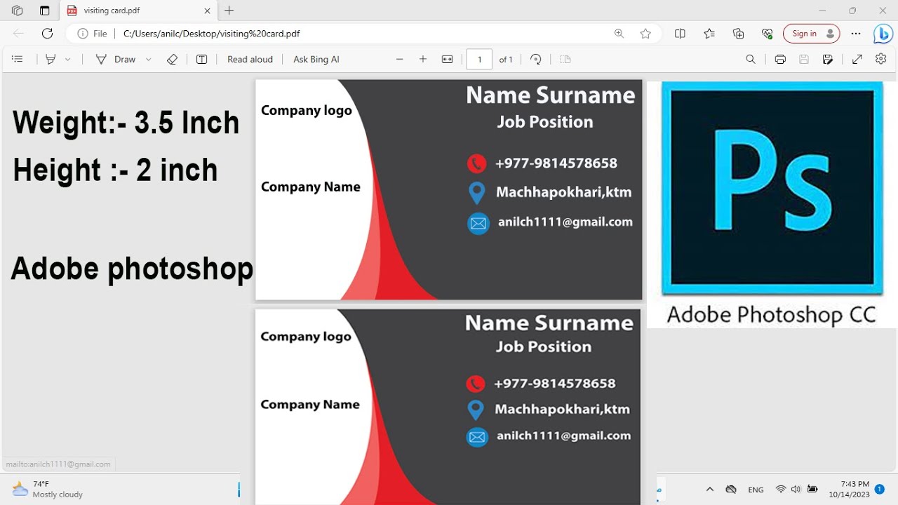How to create visiting card design in photoshop 2023 | Business Card Design in Photoshop | Nepali