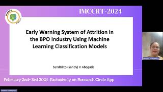IMCCRT 2024 5003 -Title - EARLY WARNING SYSTEM OF ATTRITION IN THE BPO INDUSTRY USING MACHINE