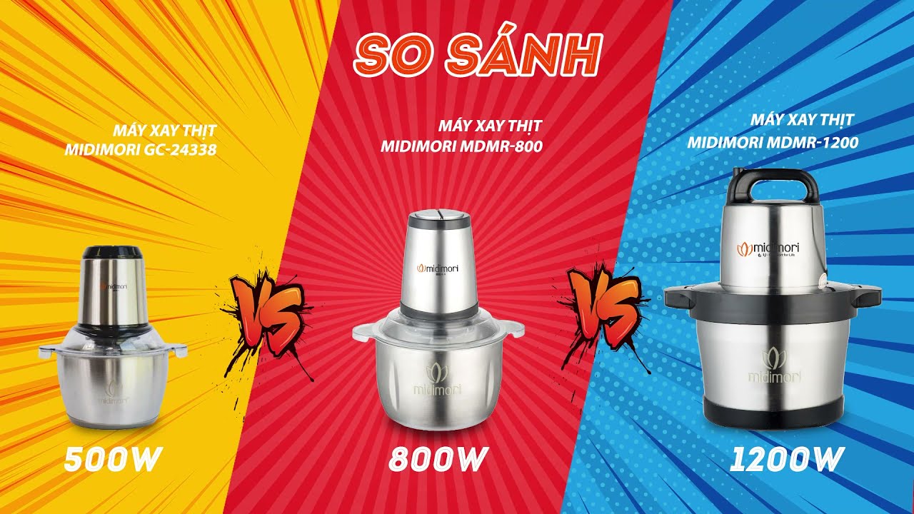 So Sánh Máy Xay Thịt Inox Midimori GC-24338 Với... - youtube