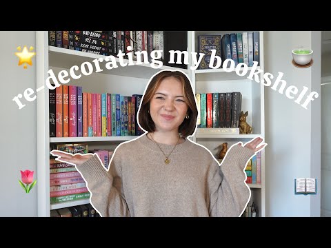 re-organize my bookshelf with me + bookshelf tour 📖✨🏠