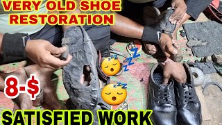 Indian Cobbler, Best-Ever, Very OLD Shoe Sole Restoration 👞 And Shine, Full Satisfing Full Rest 💤😴✨️ screenshot 5
