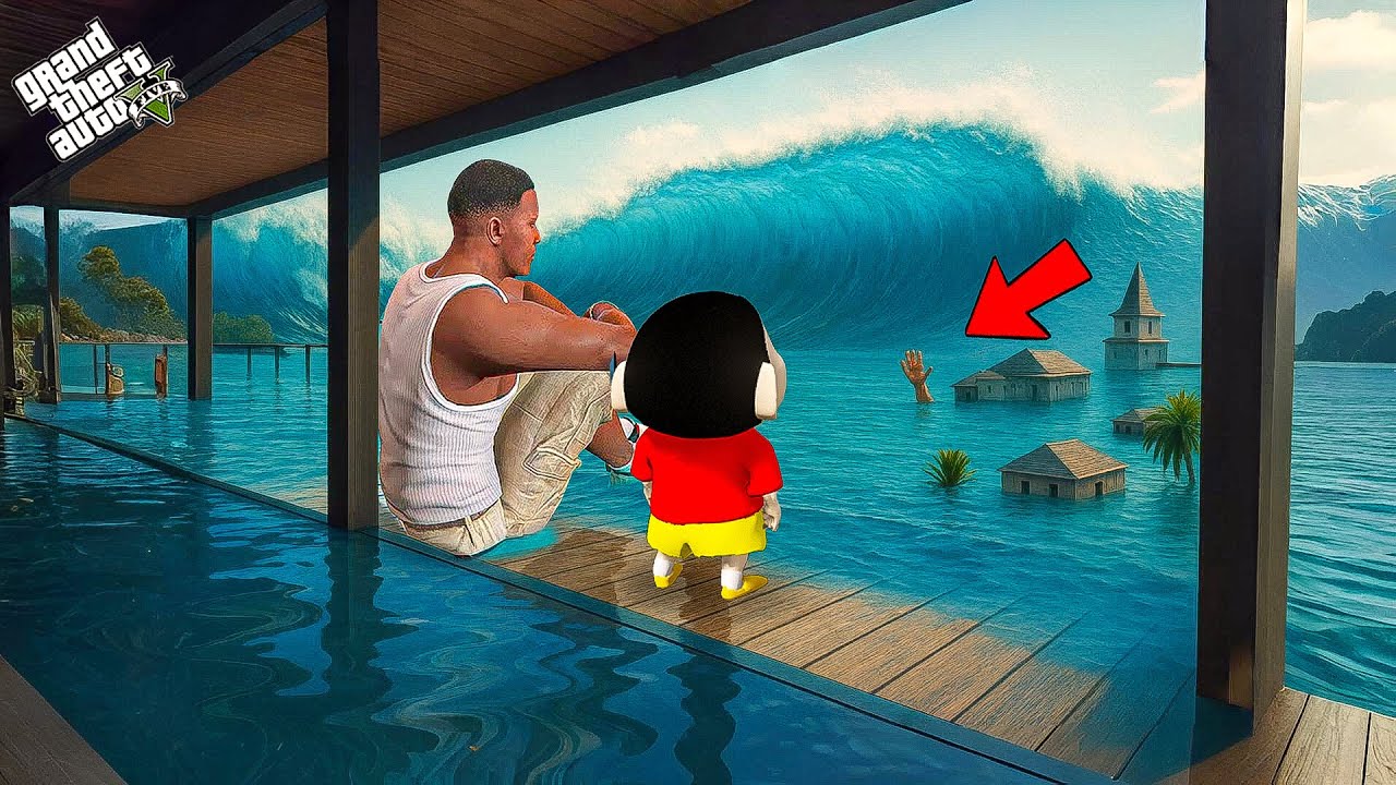 GTA V: Franklin and Shinchan Finally Escaped Biggest Tsunami In Los Santos In GTA 5 Telugu | #gta5