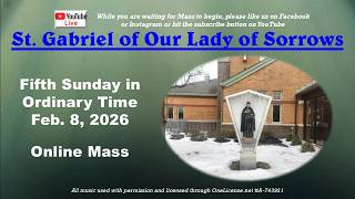 Sun., Feb. 8th Online Mass
