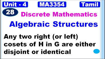 MA3354|Algebraic Structures | Any two right (left) cosets of H in G are either disjoint or identical