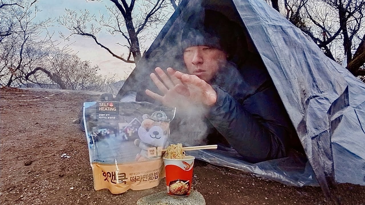올겨울 최강한파, 텐트 없이 방수포로 따뜻한 하룻밤 보내고 왔습니다 with 핫앤쿡ㅣ솔로 백패킹