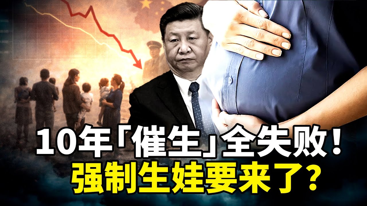 中共10年「催生工程」全失敗，下一步真是強制生三胎？生育率斷崖式跌破1.0，月經警察、官員考核生三胎、避孕套加稅…年輕人用不生投票，新生兒数量回到乾隆1738年！