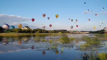 100 hot air balloons fly above Kaunas Lithuania July 2018