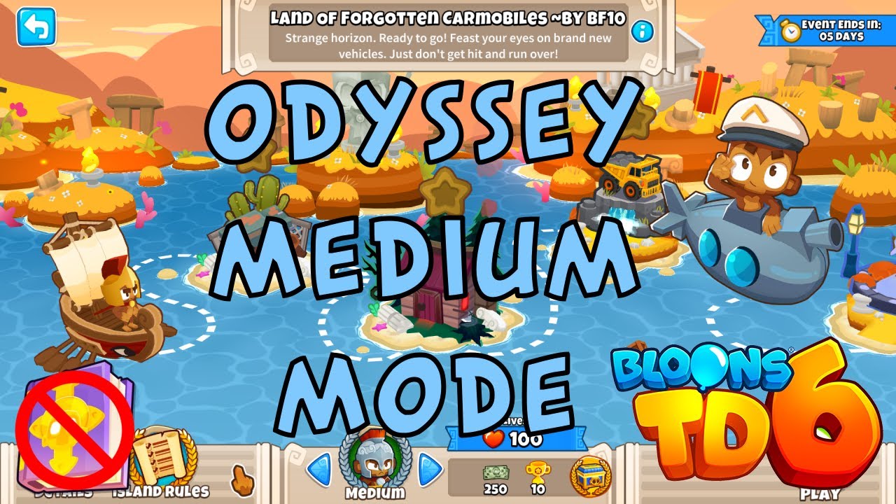 BTD6 Odyssey Medium Mode Land Of Carmobiles No Hero No