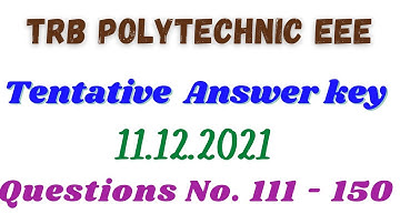 TRB Polytechnic ans key 2021 | 111-150 EEE ans key | TRB Polytechnic EEE Part - B ans key