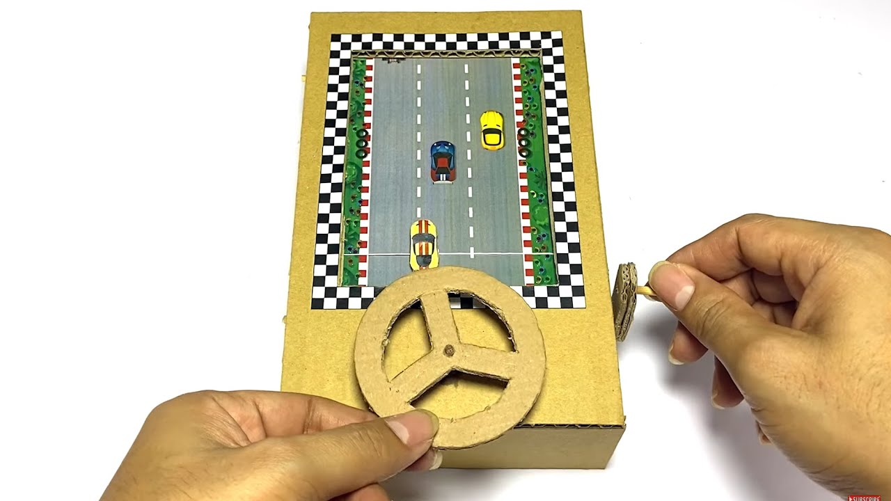 How To Make Car Racing Game from Cardboard | วิธีทำเกมแข่งรถจากลังกระดาษ