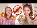 Эмма и мама играют в школу и едят вредную еду. Pretend Play School & Eat not Healthy food