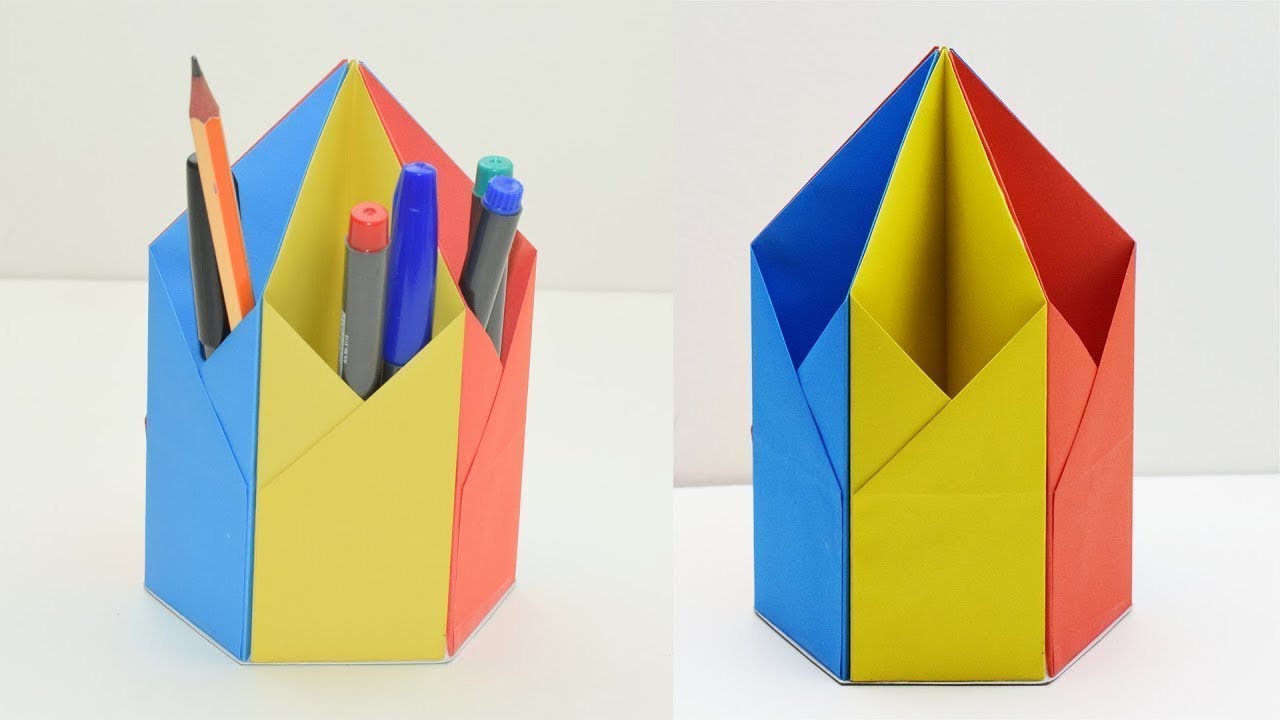 DIY Pen & Pencil Holder !!! How to Make Origami Hexagonal Pen / Pencil