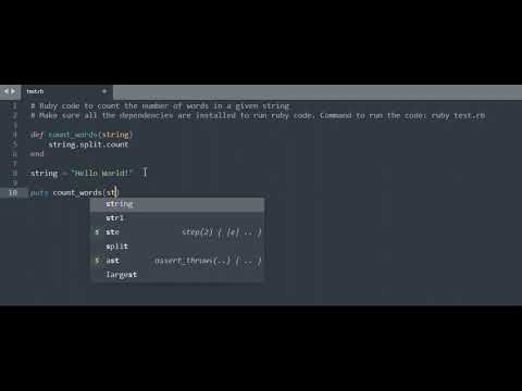 Ruby code to count the number of words in a given string