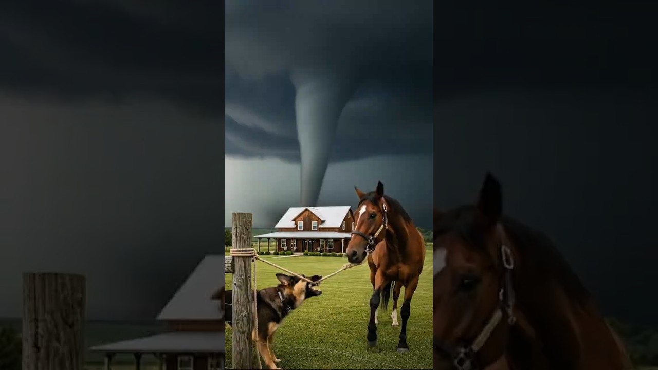 Dog Saves a Horse from Tornado 