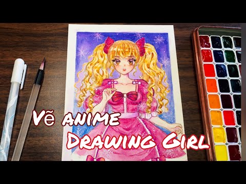 Video Vẽ ANIME BẰNG MÀU NƯỚC | paint girl with watercolor |... - youtube