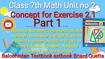 Unit 2 Concept Exercise 2.1 part 1 Class 7 Math Balochistan Board /Balochistan Education #class7Math