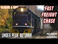 Chasing reading and northern fast freight under peak fall foliage