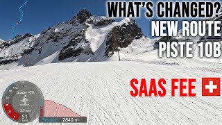 [4K] Skiing Saas Fee, What's Changed? New Route - Piste 10b (Red), Wallis Switzerland, GoPro HERO11