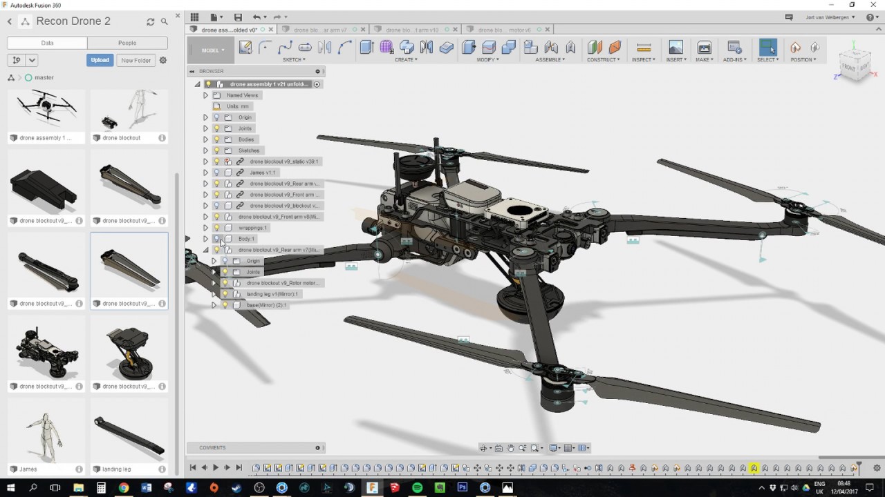 in depth fusion 360 tutorial, drone design, trailer - youtube