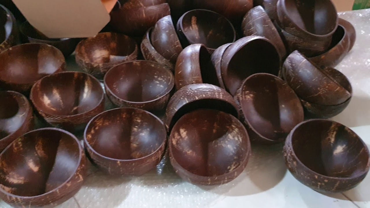 Coconut bowl shell coconut bowl decor handmade VietNam Made from 100% natural coconut shell shape leaf