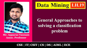 General approach to solving a classification problem | Data Mining | LH.19 | MLRITM | Apparao Yannam