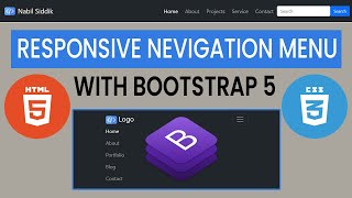 Bootstrap 5 Responsive Navigation Menu With Search Bar - HTML, CSS, Bootstrap