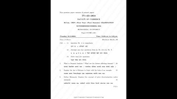 Managerial Economics-I | M.Com First Semester | Winter 2024 NEP Question Paper