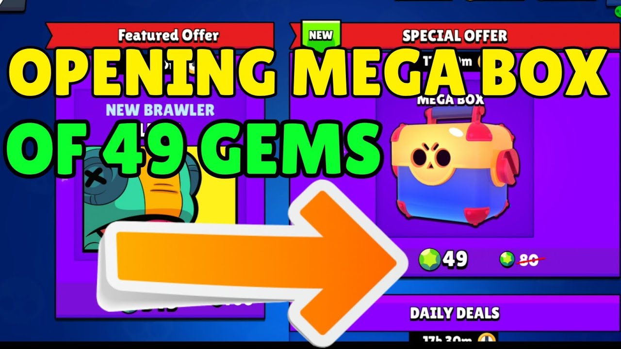 Opening Mega Box Of 49 Gems Brawl Stars Youtube - daily deals brawl stars