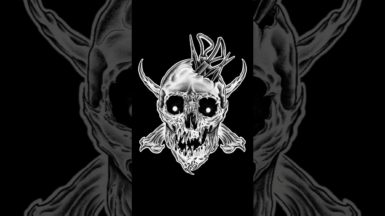Time-lapse skull logo drawing 