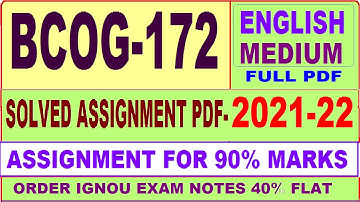 bcog 172 solved assignment 2021-22 / bcog 172 solved assignment in English / ignou bcog 172