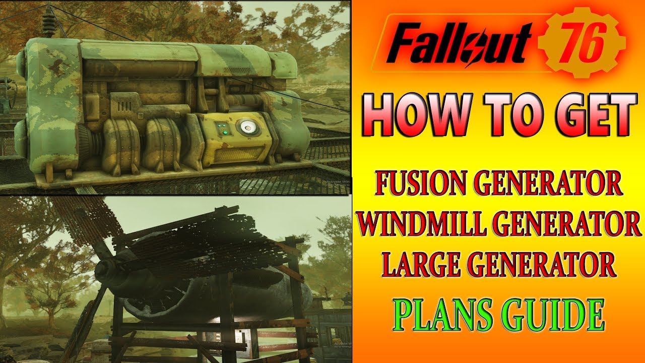 FUSION GENERATOR Plans Location | Fallout 76 | Large Generator & Windmill |  Poseidon Energy Plant - YouTube
