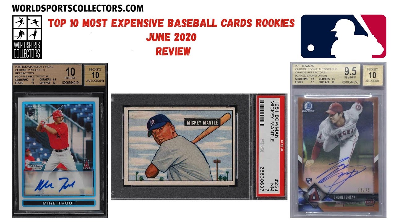 Top 10 Most Expensive Baseball Cards Rookies June 2020 Review - YouTube