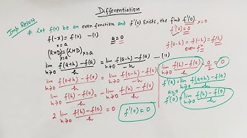 Differentiation If f(x) be an even function and f