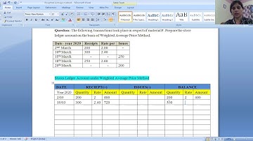 Weighted Average Pricing Method - Cost Accounting - Pricing of Issue of Materials