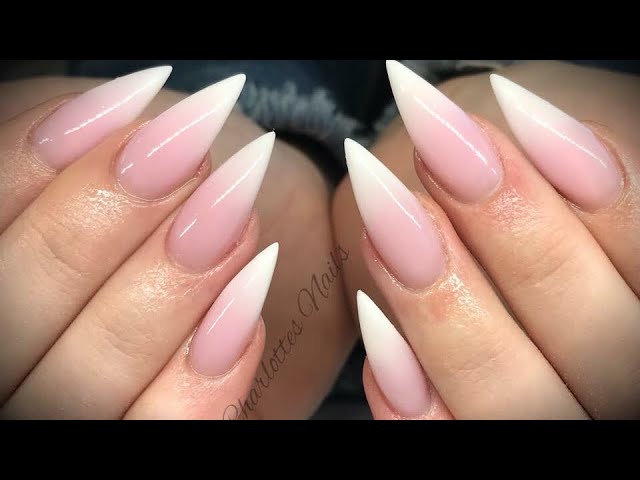 Acrylic Nails - Pink & White Ombré - Youtube