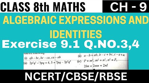 Exercise 9.1:- Q.3,4 CH-9 "Algebraic Expressions and Identities"|Class 8th Math | STUDY WITH RENU