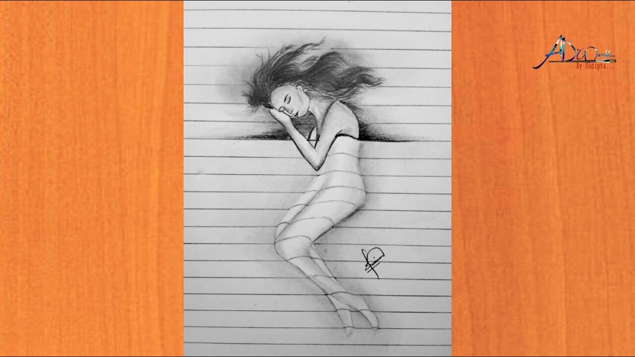 How to draw pencil drawing sad and alone girl /deep meaning double ...