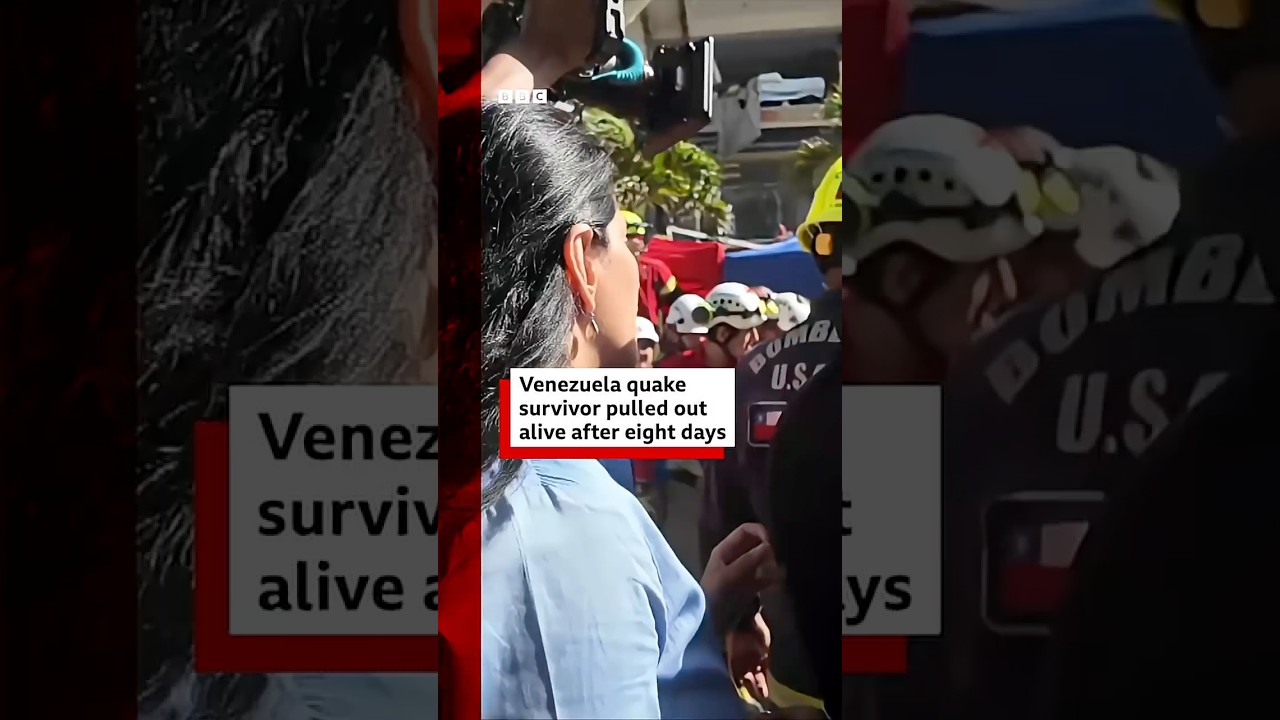 A survivor pulled out alive after eight days trapped after twin earthquakes in Venezuela. #BBCNews