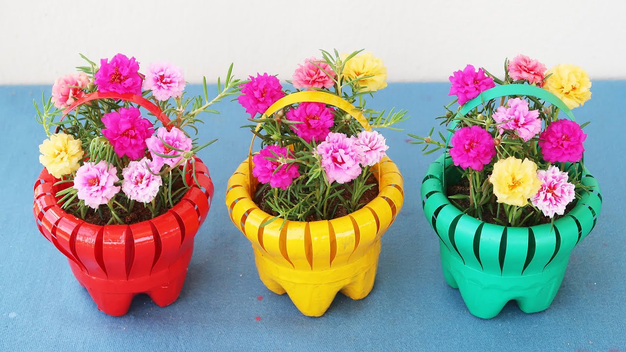 Diy Colorful Flower Pots From Recycled Plastic Bottles For Stunning ...