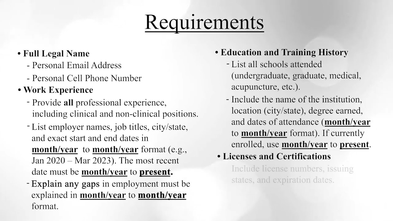 Acu-Care - Credentialing Resume Tutorial: Must-Have Info for Your Application