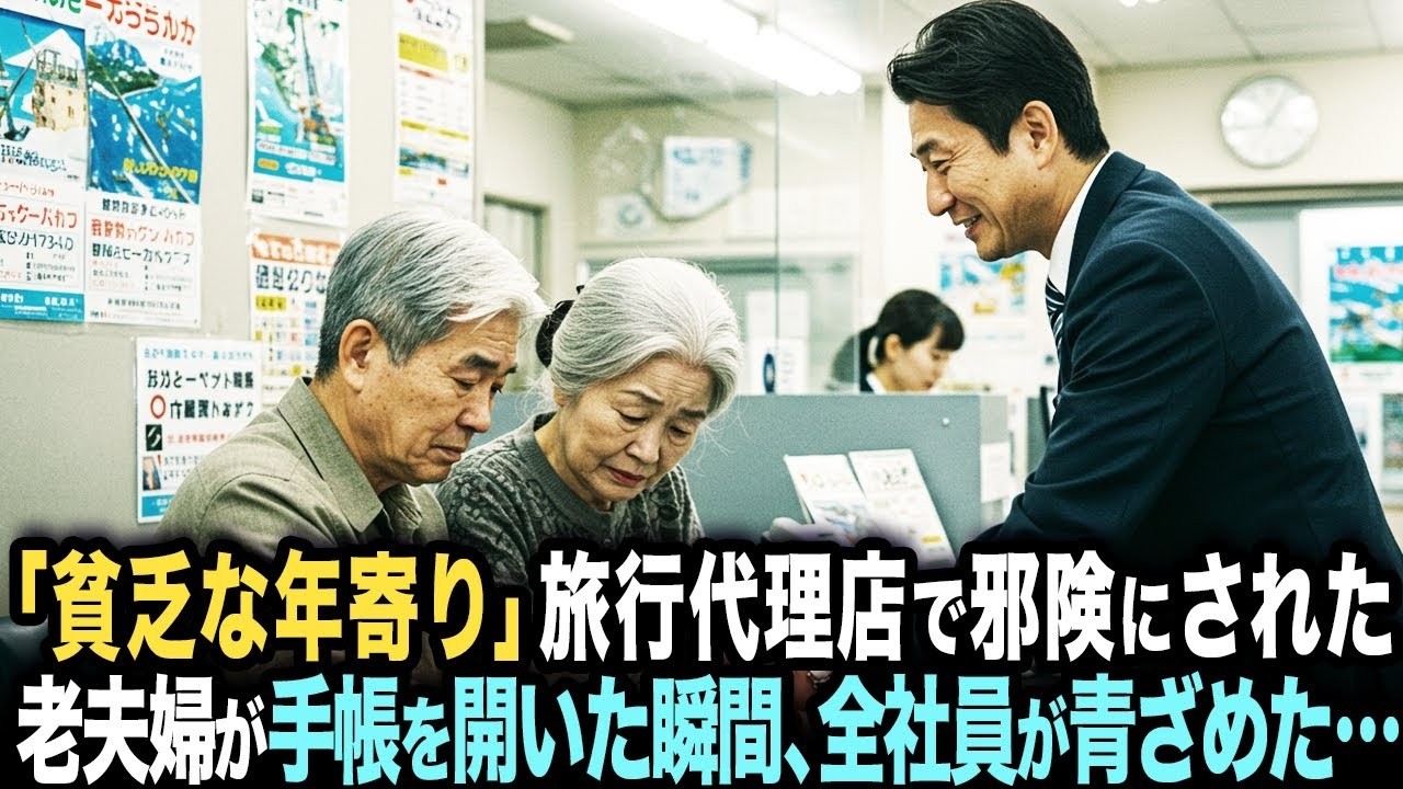 「格安ツアーはこちらです」旅行代理店で貧乏人扱いされた老夫婦。だが、男性が手帳を開いた瞬間、そこにいた全社員が青ざめた…