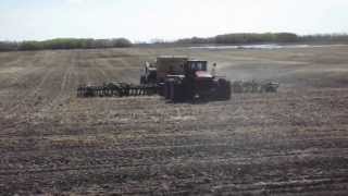 Versatile 550 4wd tractor seeding with Seedmaster drill in Saskatchewan