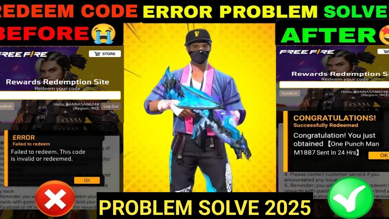FREE FIRE REDEEM CODE ERROR PROBLEM SOLVE | HOW TO SOLVE FREE FIRE REDEEM CODE INVALID  PROBLEM 2025