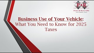 25 Year End Tax Series - Vehicle Business Use